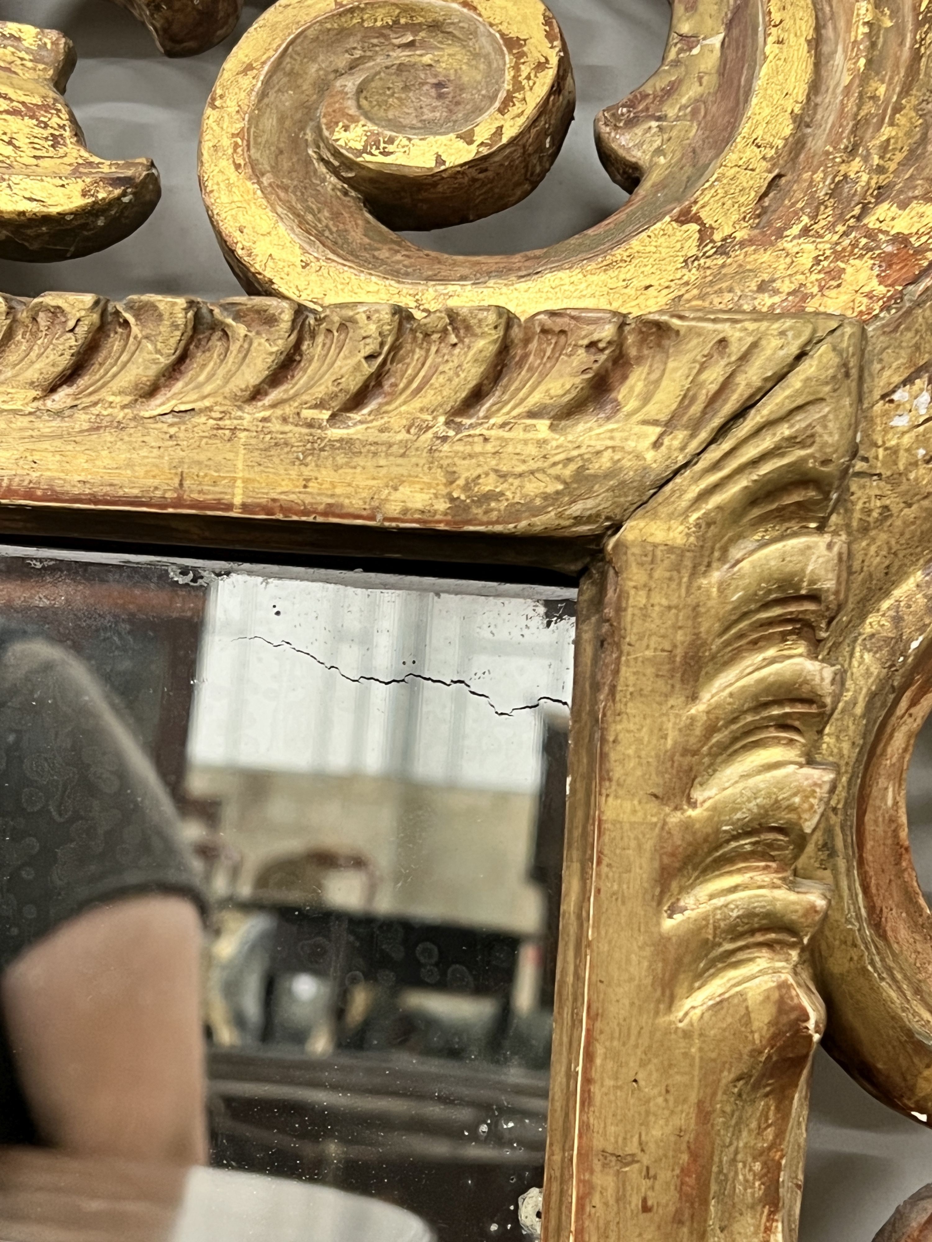 A 19th century rectangular carved giltwood overmantel mirror, width 120cm, height 156cm